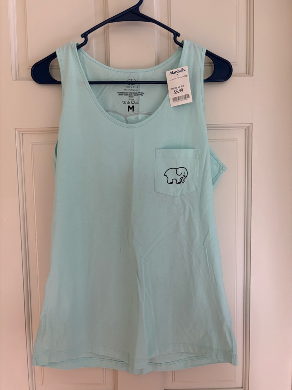 ivory ella Pocket Tank Top with Elephant Logo